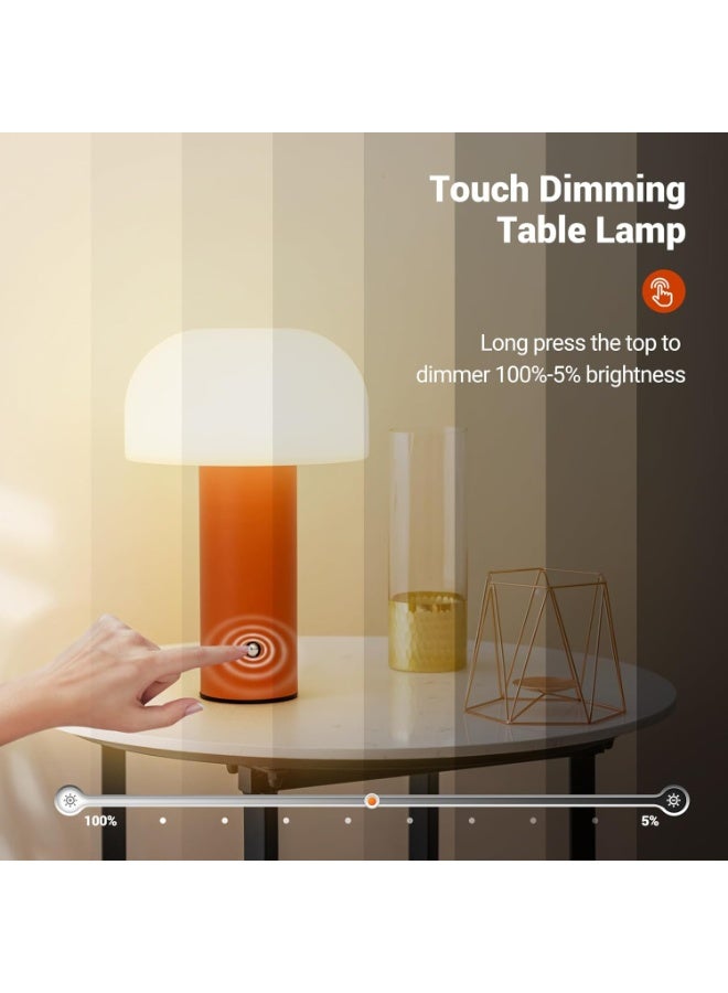 Portable cordless table lamp in a modern orange design, 5200mAh battery lasting 24-49 hours, touch control for 3 color temperatures (warm 3000K, natural 4500K, white 6000K) and dimming, ideal for the kitchen, bedroom, camping or as a gift. - Image 3